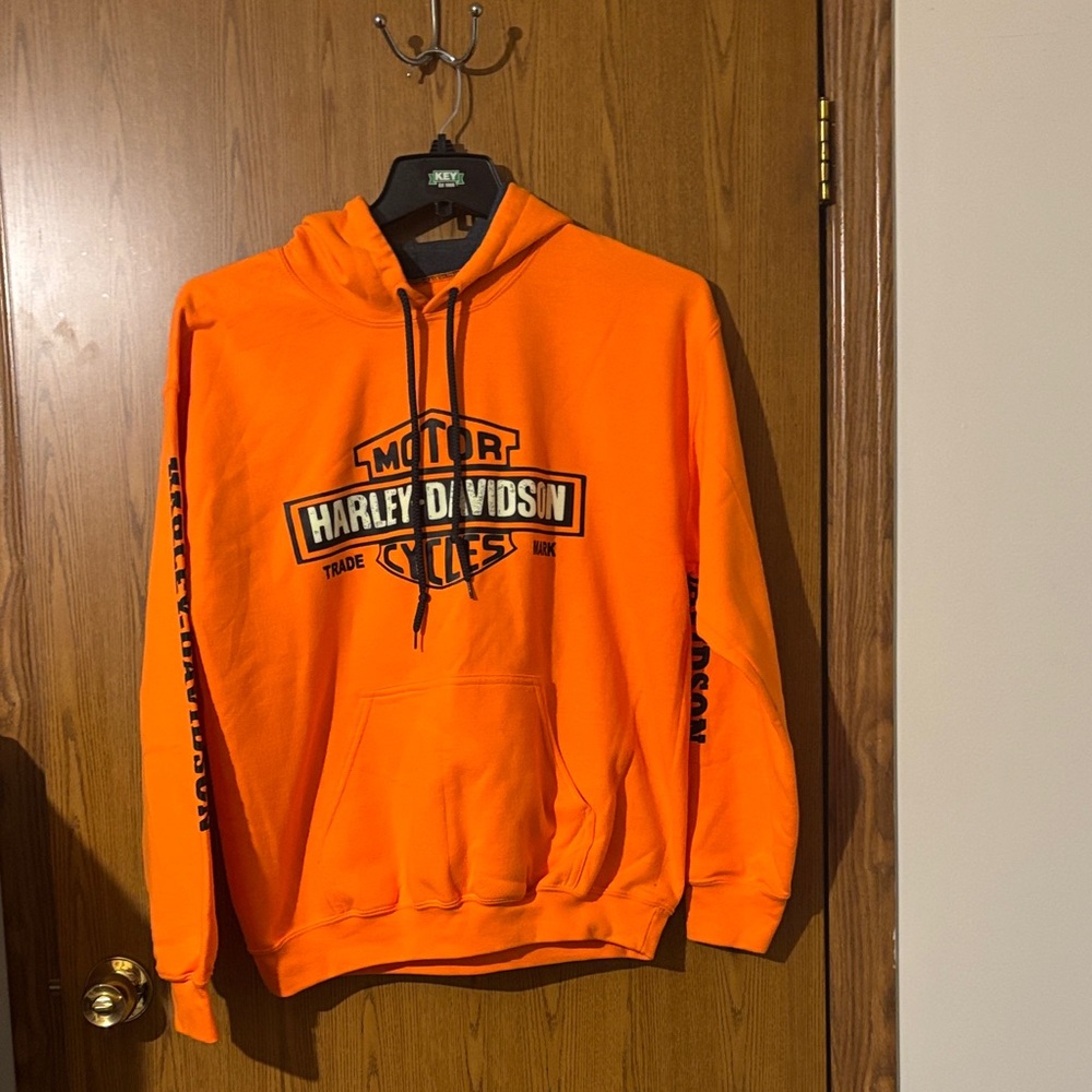 Harley-Davidson Bright Orange Pullover Hoodie with Logo